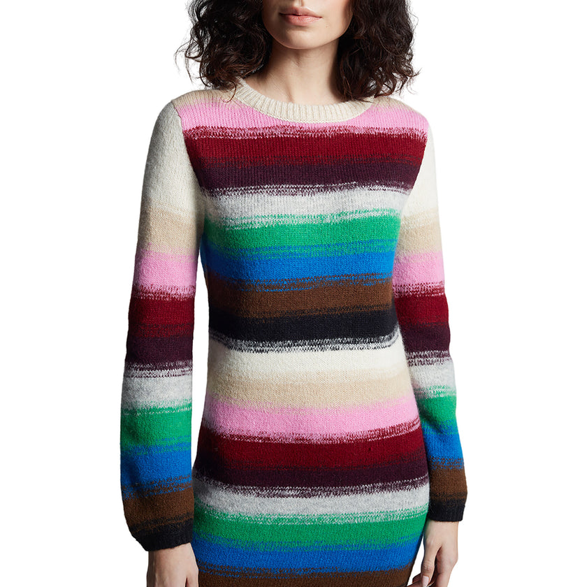 Women's Lydia Jersey Ribbed Crew Neck Long Sleeve Dress, Multi