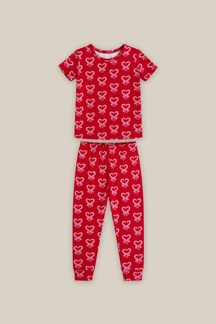 Mini Kali Pajama Set in Poinsettia Candy Canes