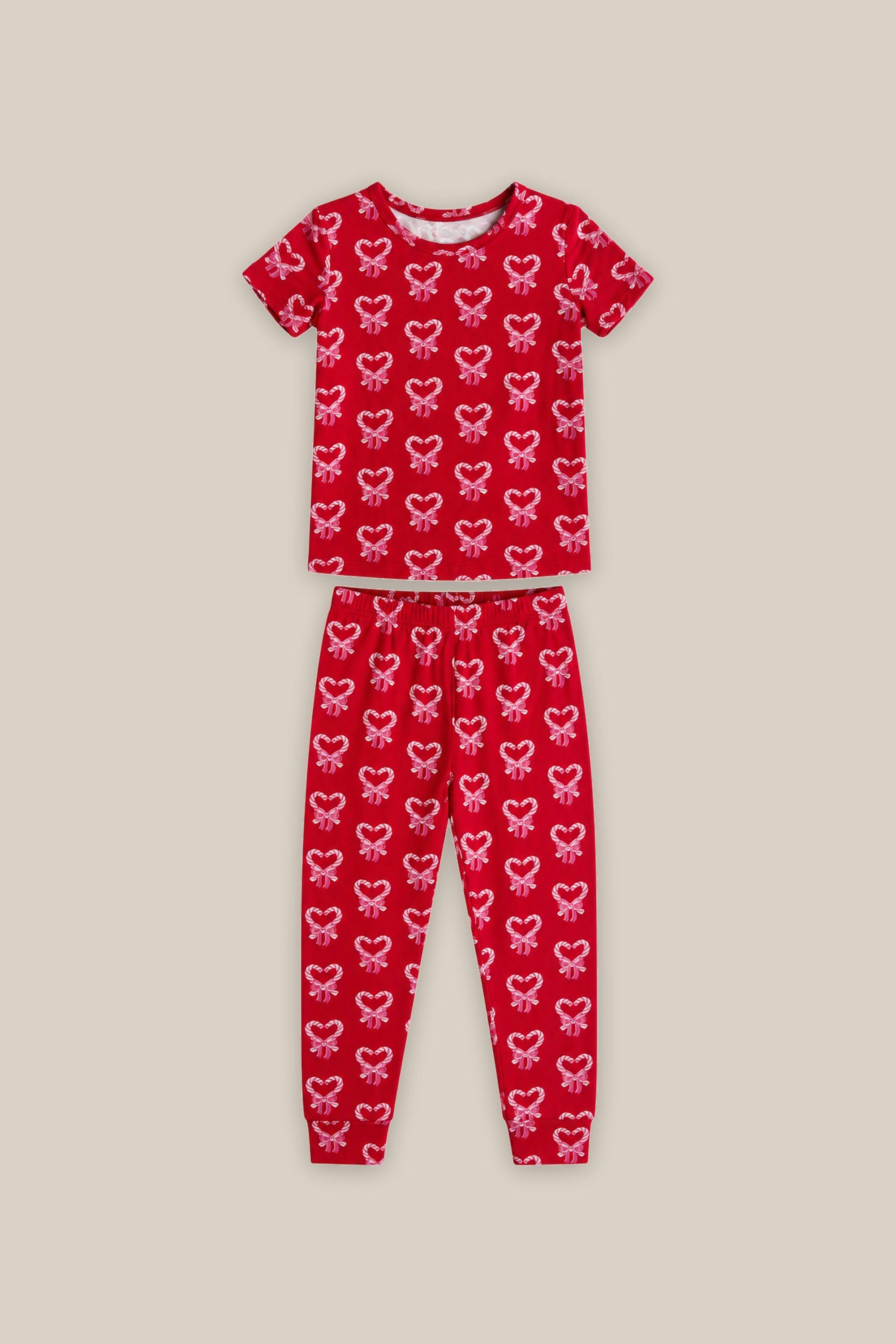 Mini Kali Pajama Set in Poinsettia Candy Canes