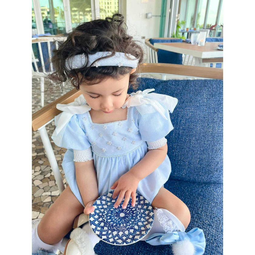 Charlotte Light Blue Linen Headband