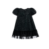Black Embroidered Tulle Milan Dress