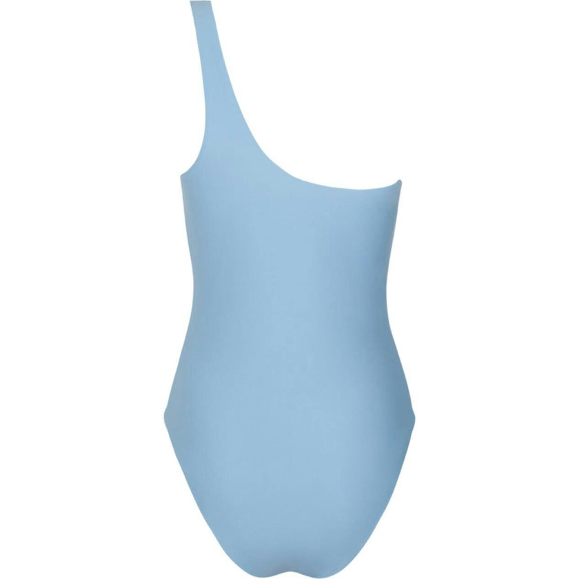 women's dusk blue and cream reversible one shoulder one piece