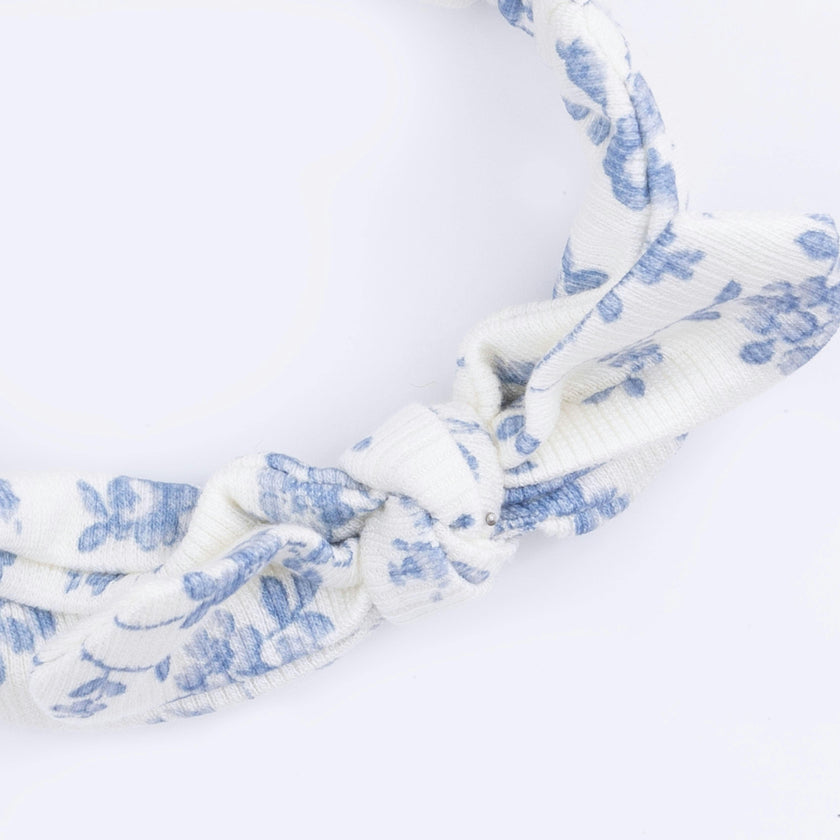Baby Blue Vines Floral - Knotted Gown and Headband
