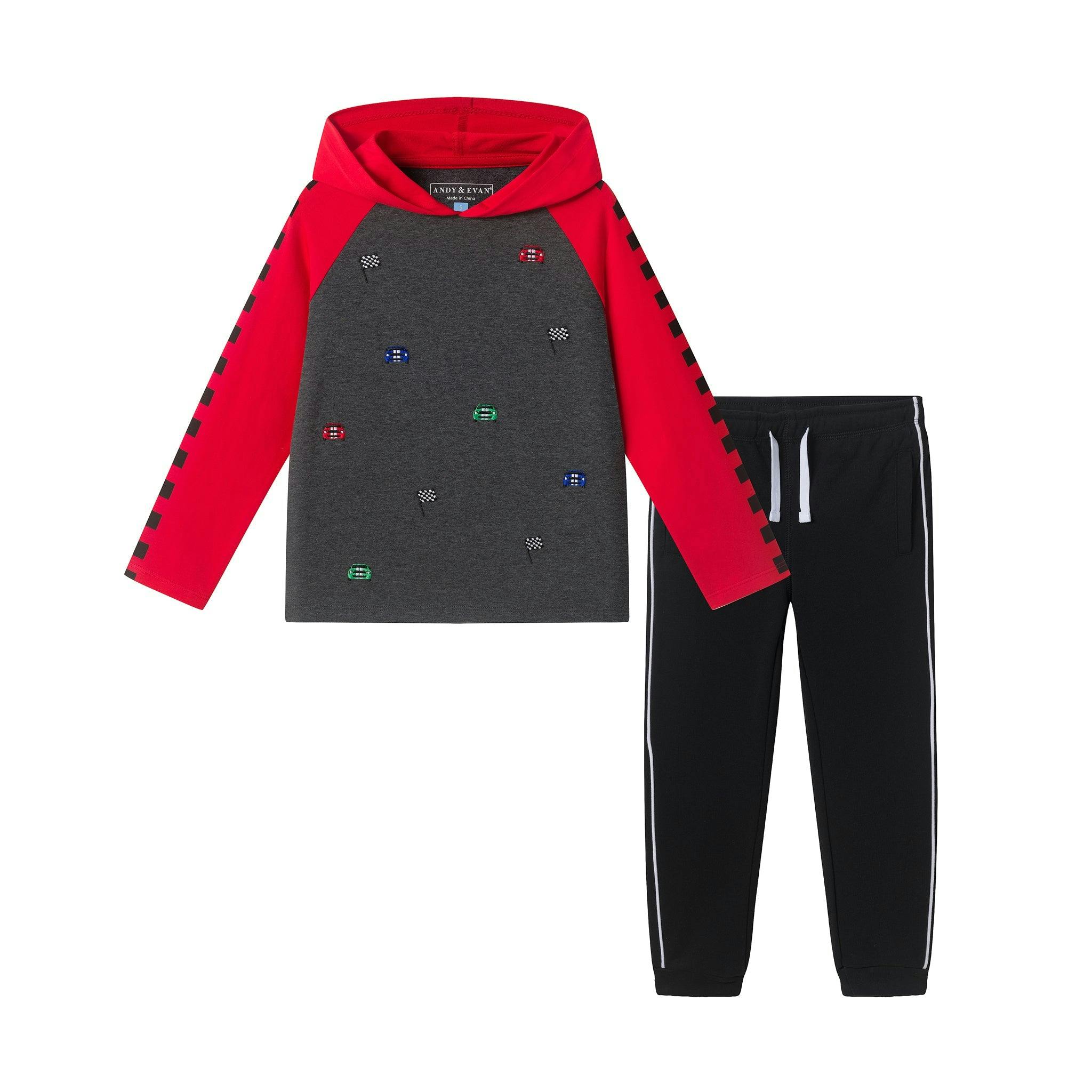 Kids Graphic Raglan Hooded Tee & Jogger Set | Race Day