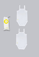 Baby Girl 2pc White Sleeveless Onesie Set