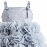 Blue Arabella Glitter Ruffle Dress