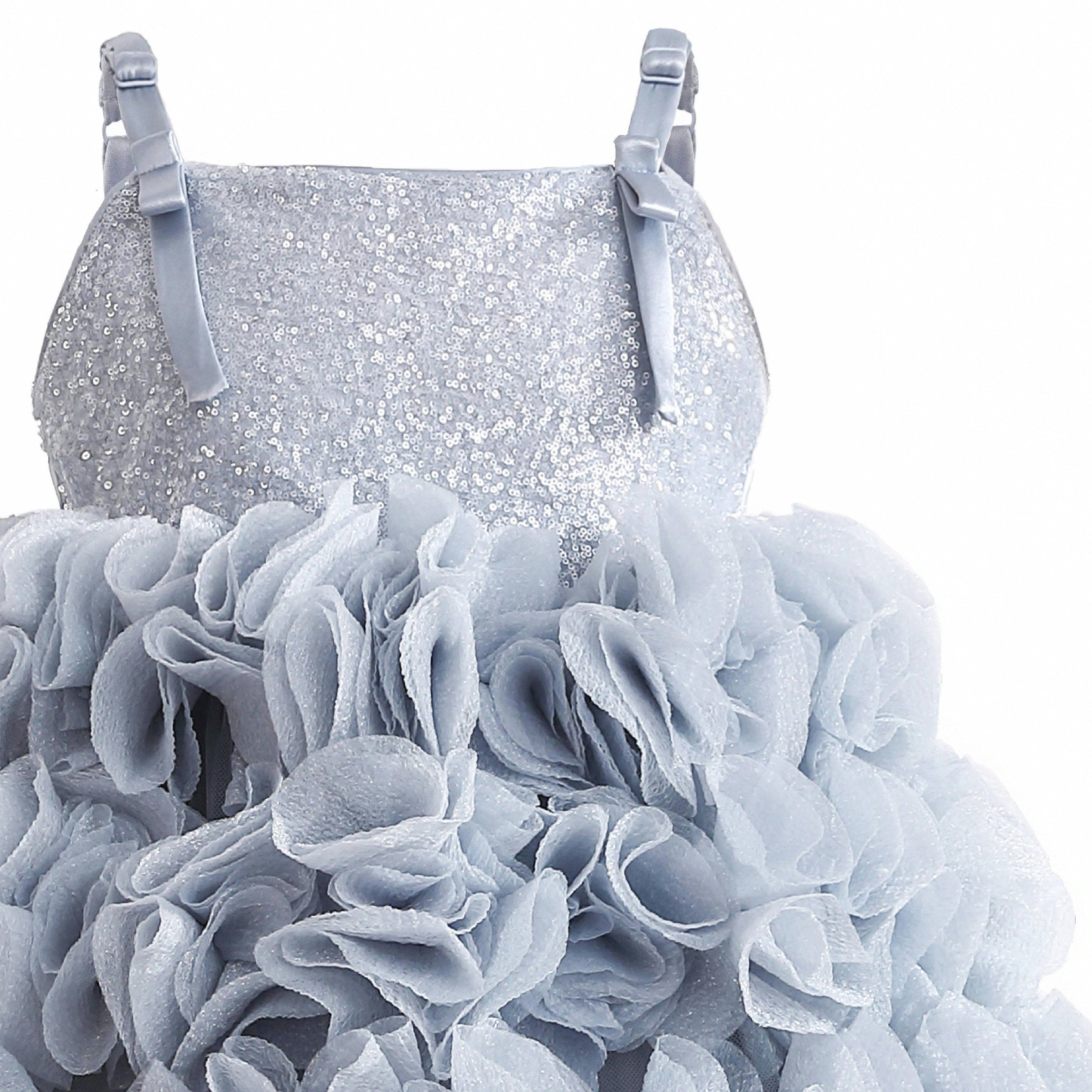 Blue Arabella Glitter Ruffle Dress