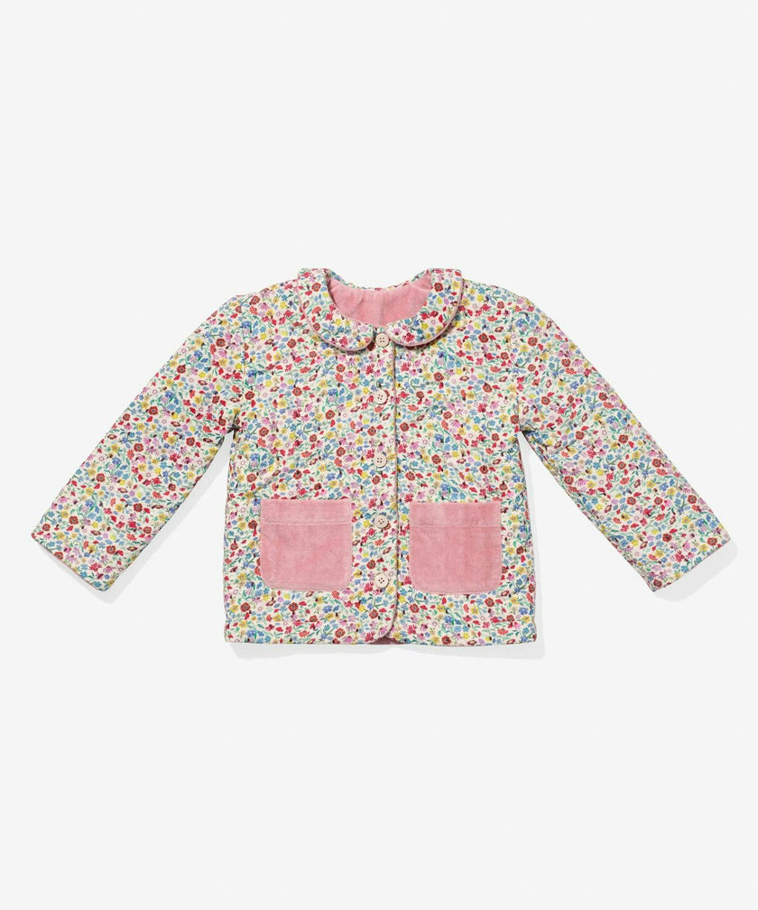 Reversible Quilted Jacket, Burgundy Coneflower Floral