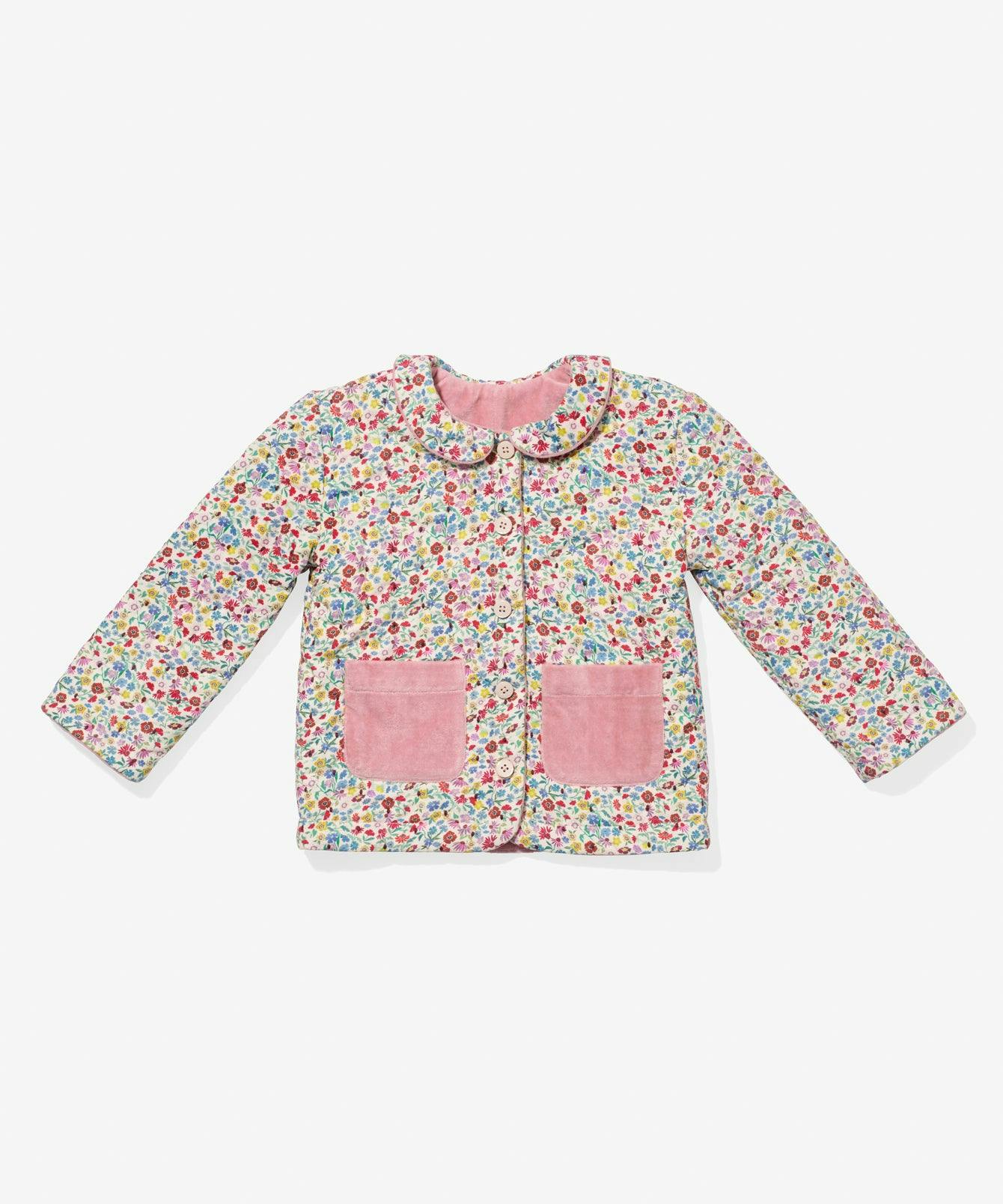 Reversible Quilted Jacket, Burgundy Coneflower Floral