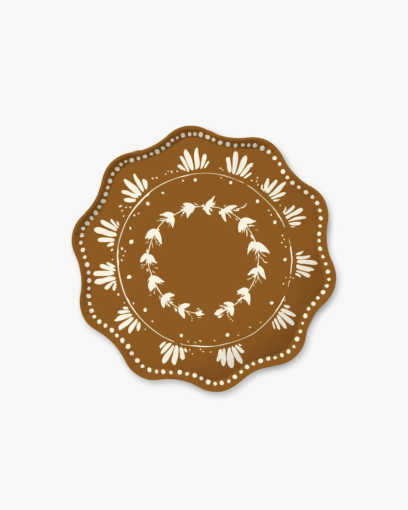 Plume Dessert Plate Set in Brass
