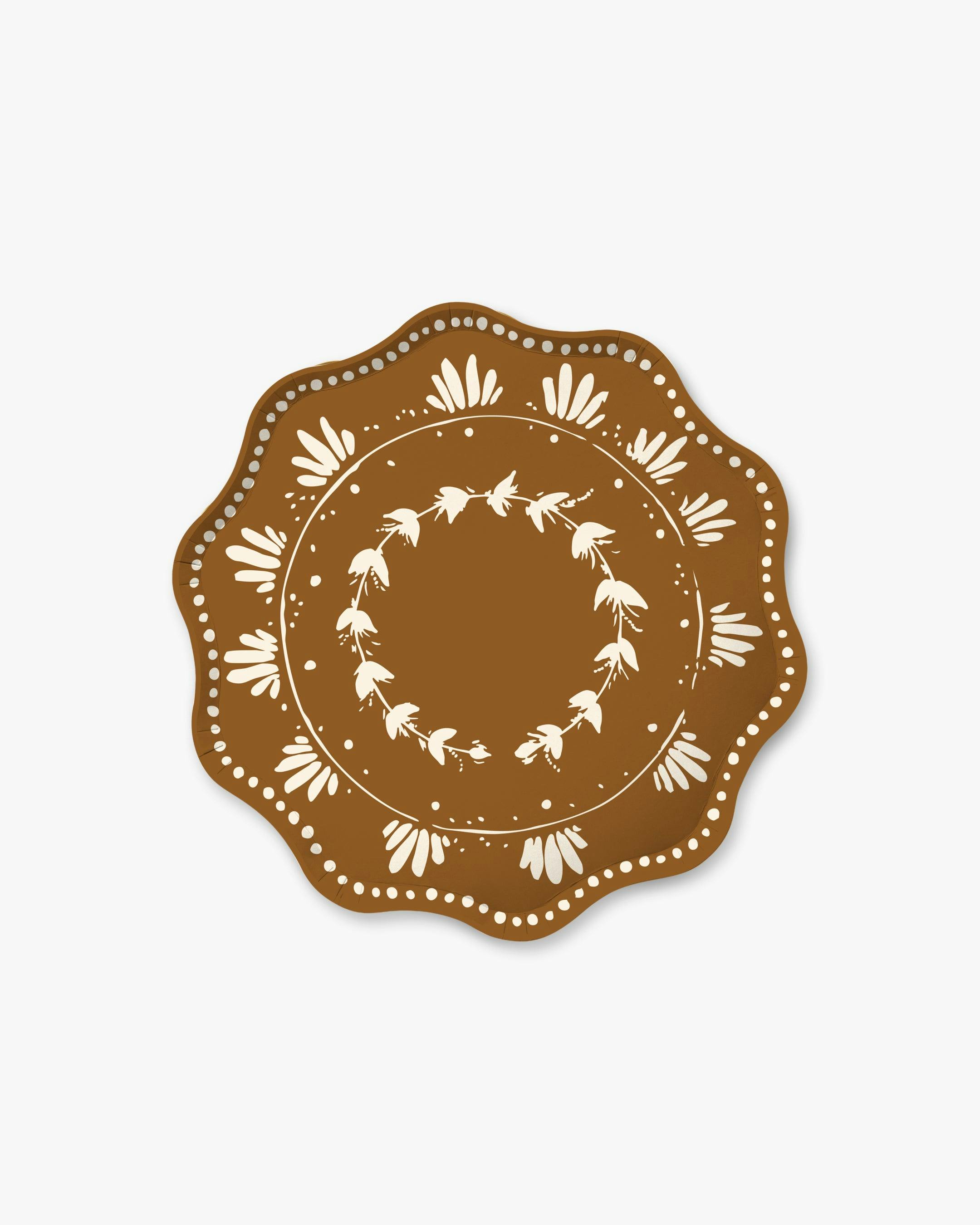 Plume Dessert Plate Set in Brass