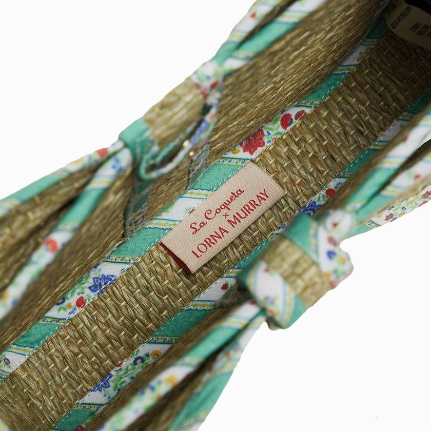 Lorna Murray x La Coqueta Sage Floral Stripe Flutterby Grass Bag