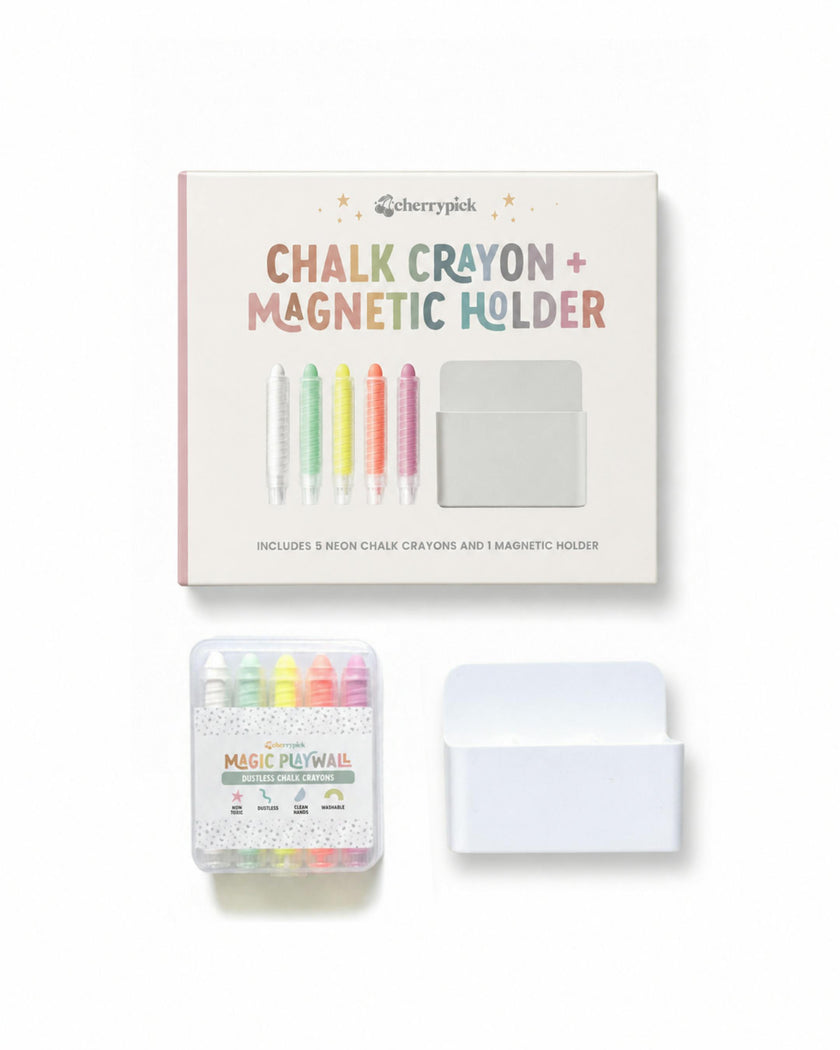 Dustless Chalk Crayons + Magnetic Holder Bundle for Magic Playwall