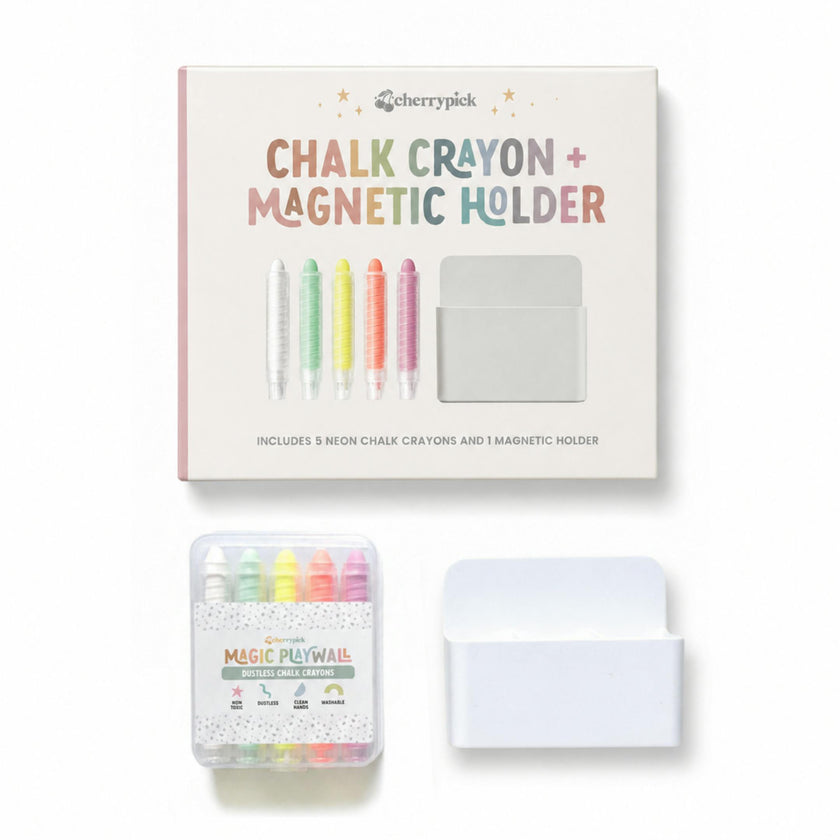 Dustless Chalk Crayons + Magnetic Holder Bundle for Magic Playwall