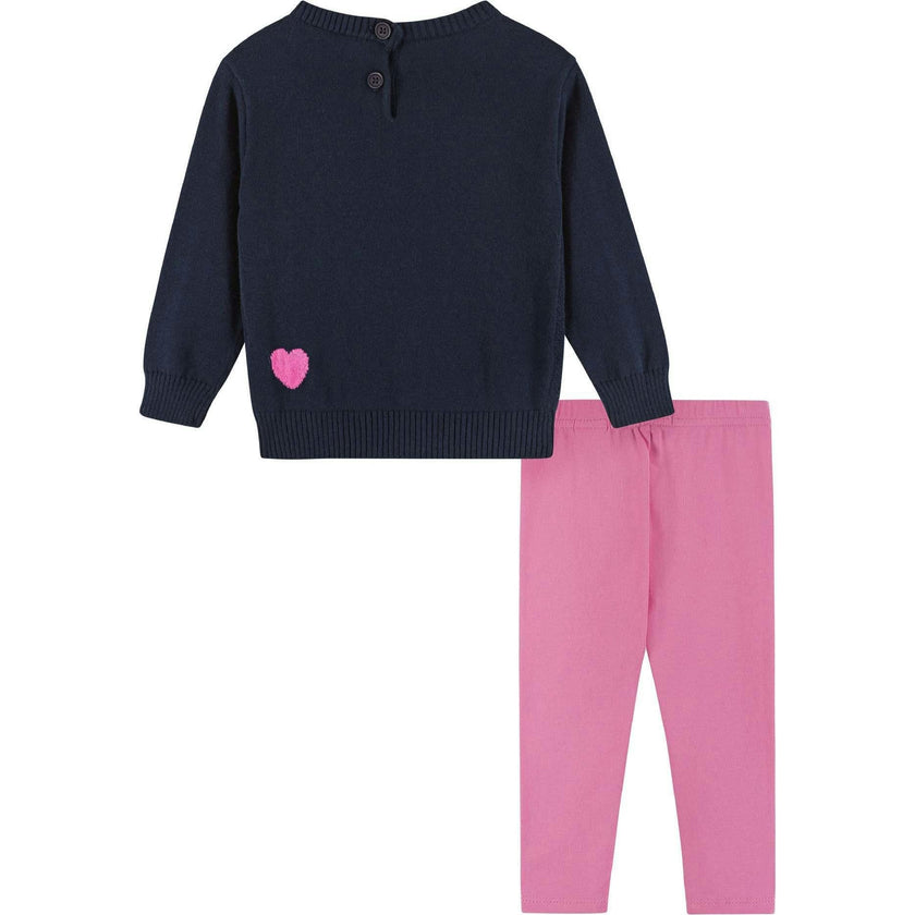 Infant Heart Sweater w/Pink Legging Set