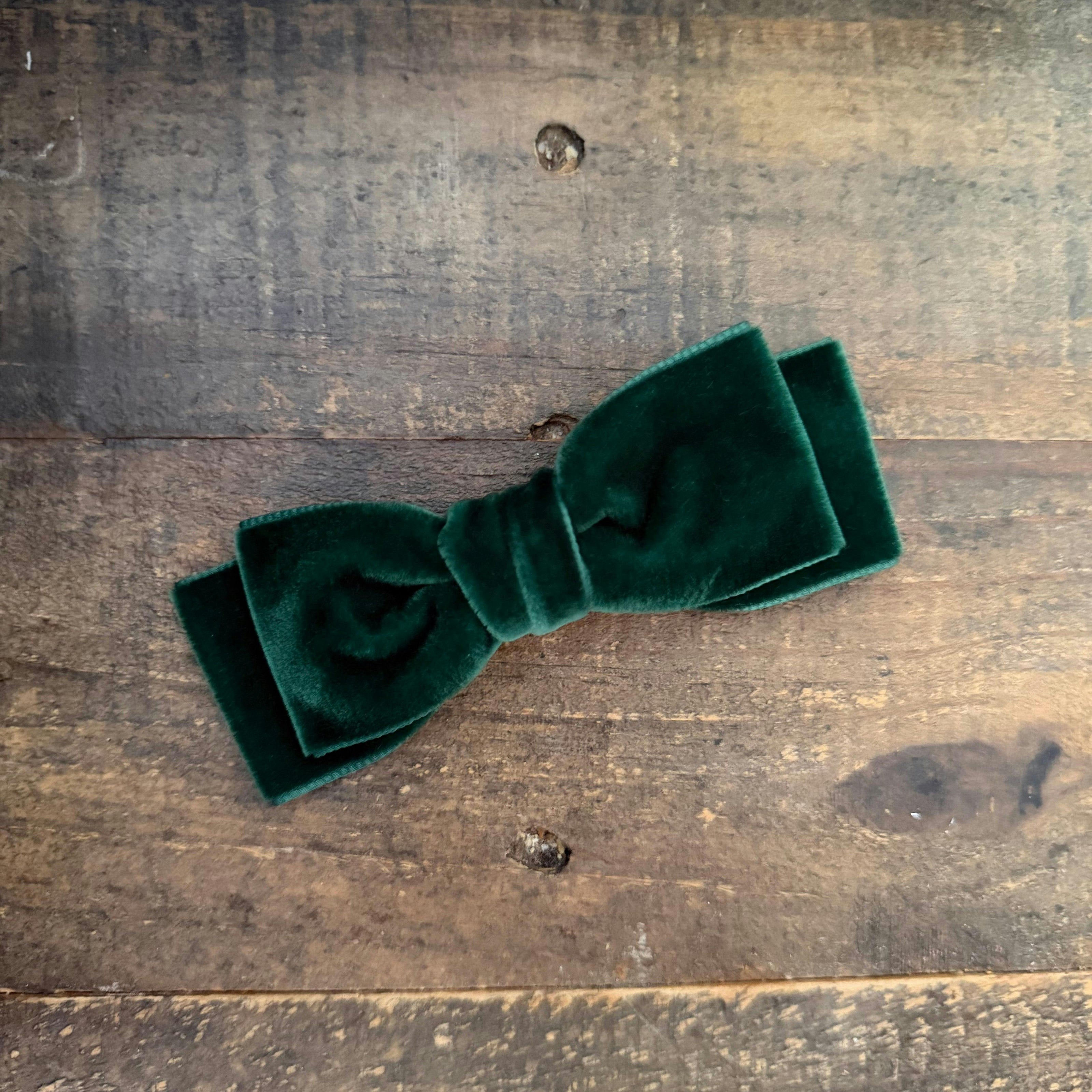 Double Velvet Bows, Ruby/Pine Bundle Set