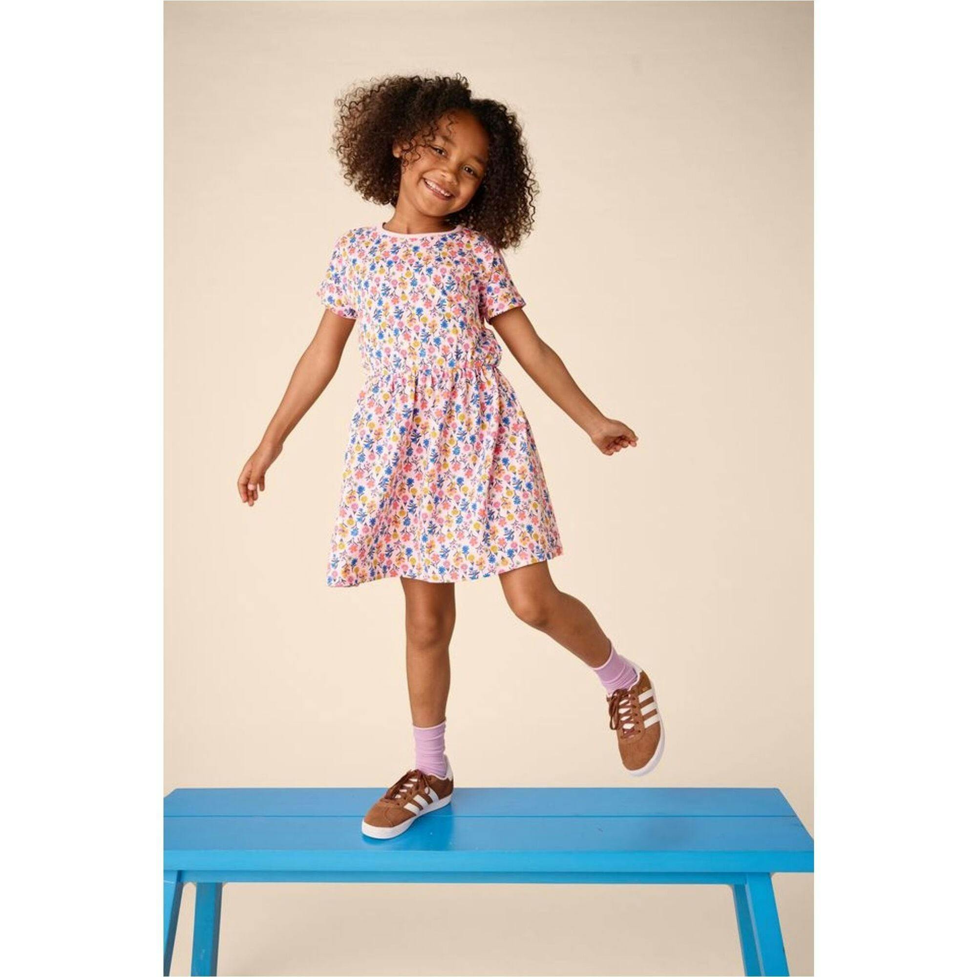Short Sleeve Twirl Dress, Multi