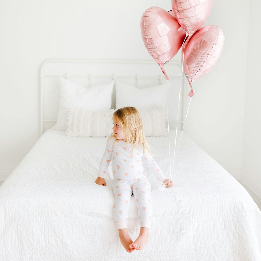 White Heart Balloon Pajama Set