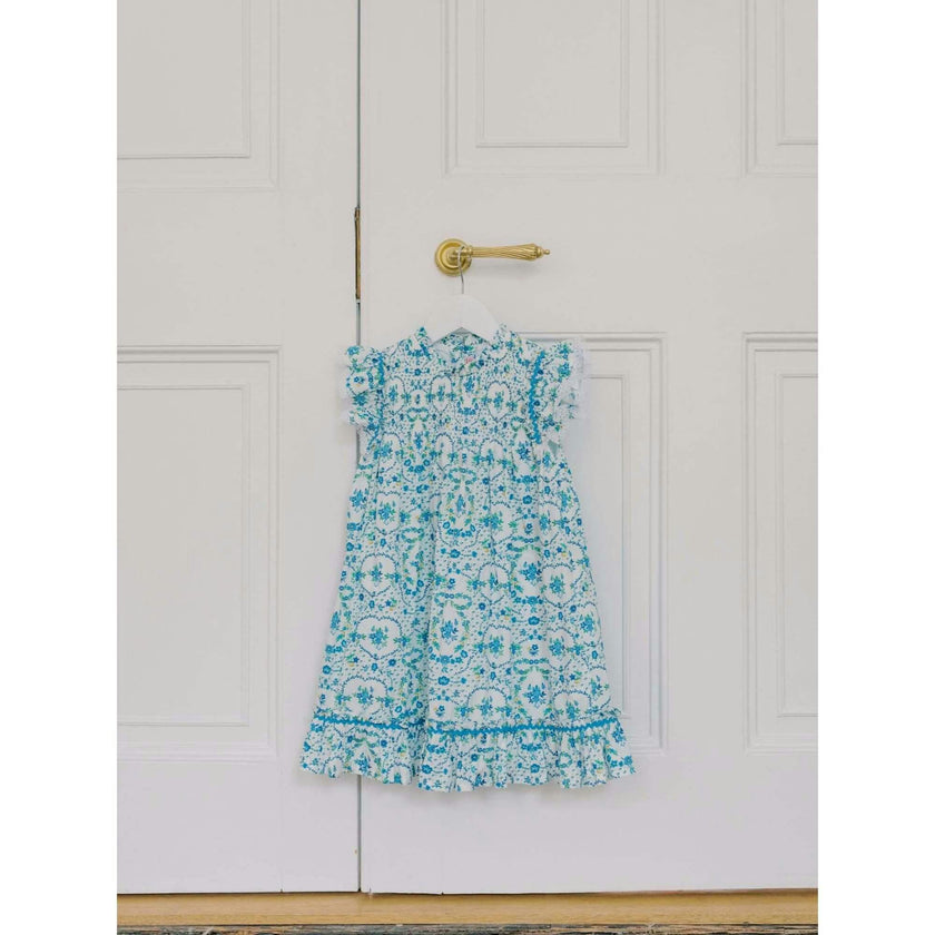 Nicky Hilton x La Coqueta Blue Bow Floral Lily-Grace Girl Empire Dress