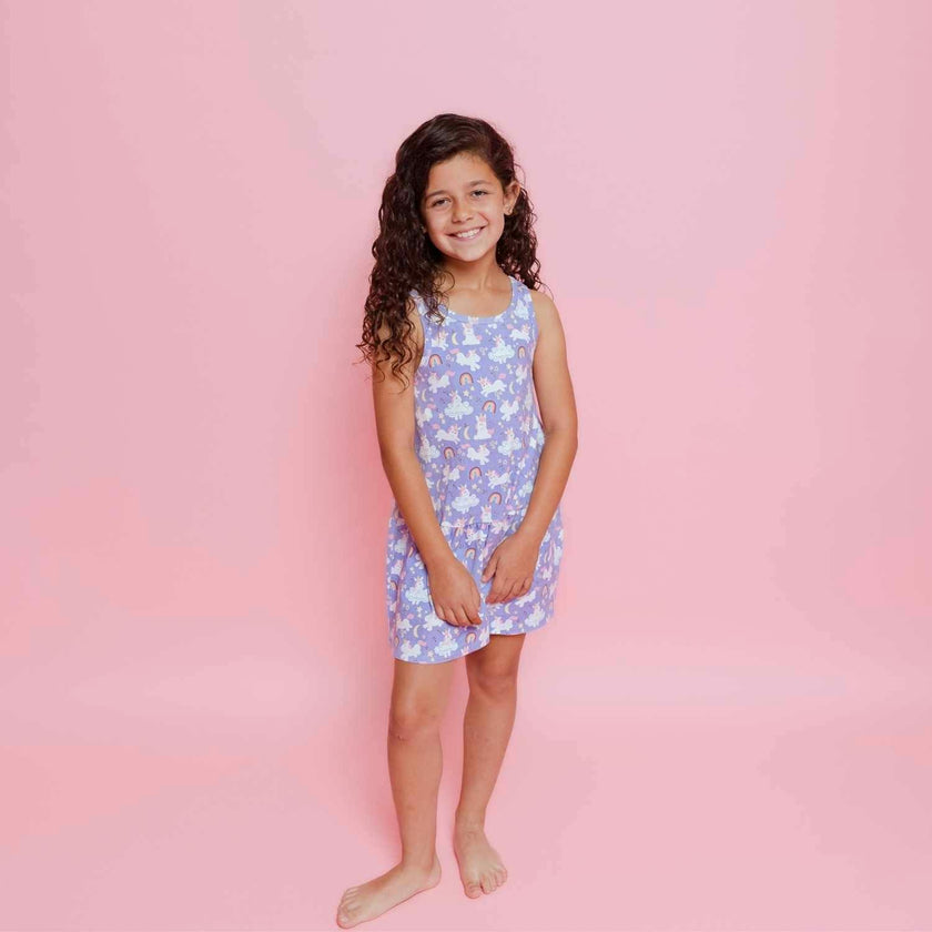 Sleeveless Drop Waist Dress With Matching Shorts