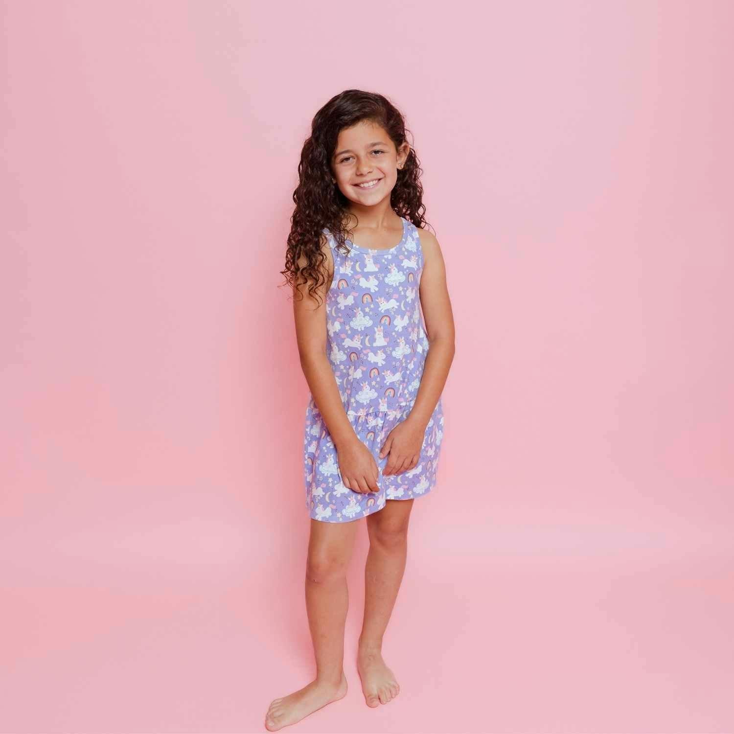 Unicorn Drop Waist Dress with Biker Shorts