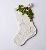 Mistletoe Cream Christmas Stocking Hand Felted Wool