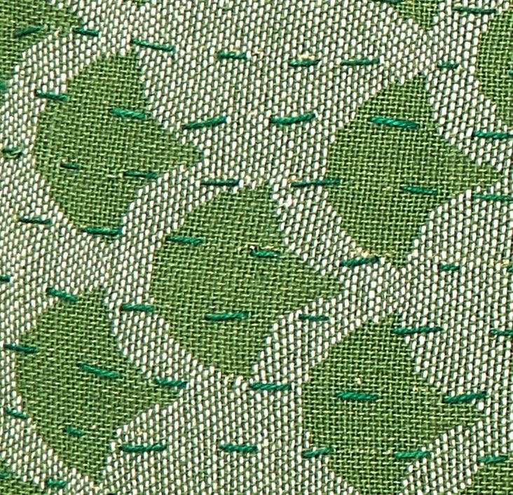 Artisan Hand Loomed Cotton Lumbar Pillow - Green Ginkgo - 16