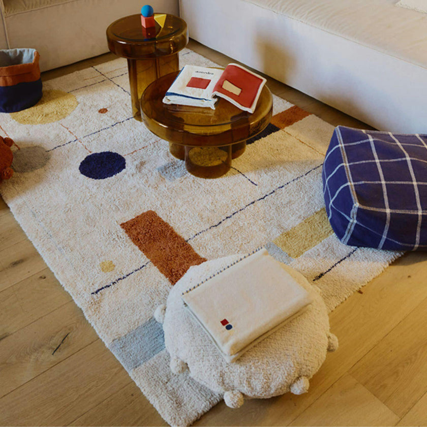Washable Rug Geometrical Shapes, Beige