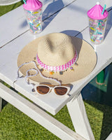 Packed Party Sunny Daze Cat Eye Sunglasses and Pearl Shell Chain Set – White Cat Eye with Freshwater Pearl Chain, 1.75x5.75 Inch Sunglasses with 31.5 Inch Chain