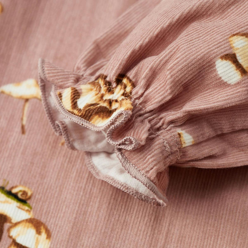 Mushroom Corduroy Ruffle Snap Jumper