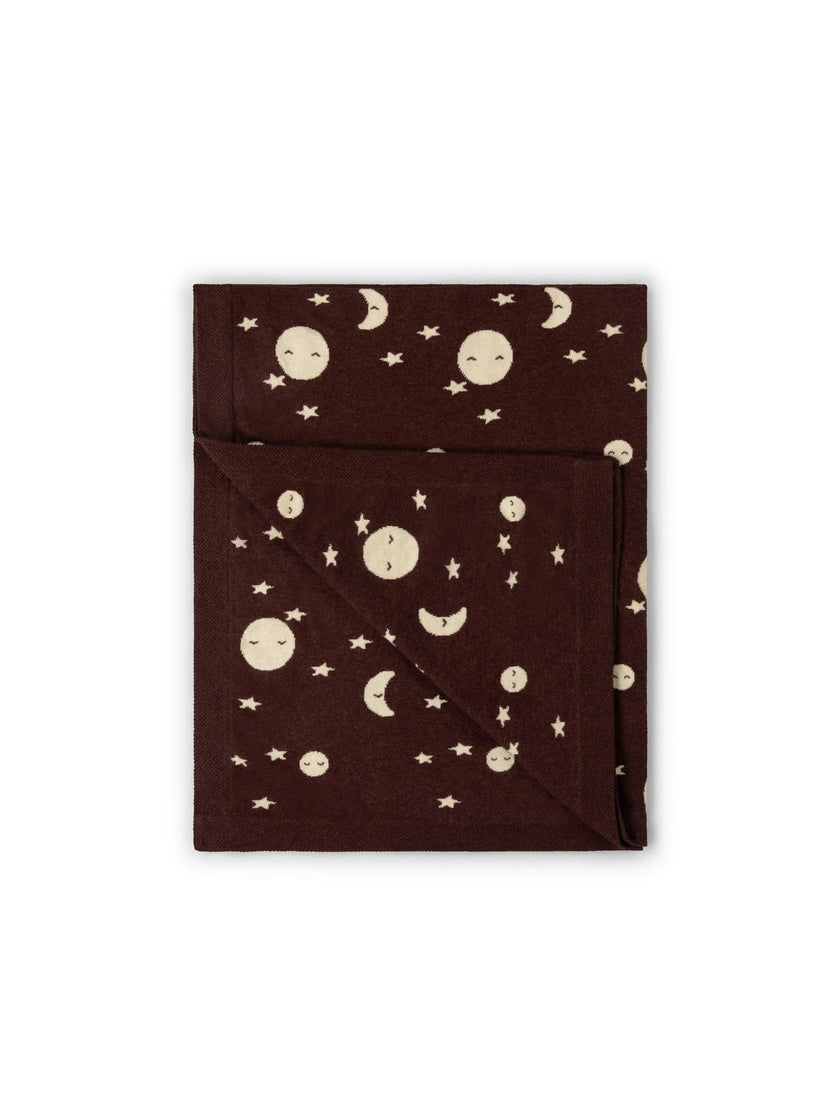 Moon Knitted Organic Baby Blanket, Brown