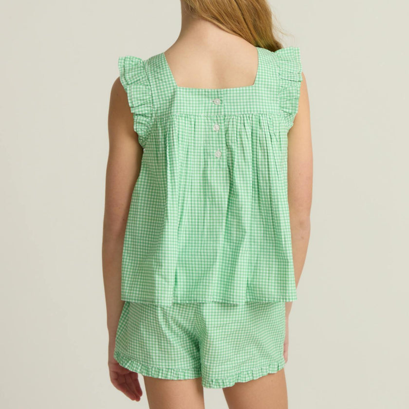 girls gustavia gingham ruffle top and short set