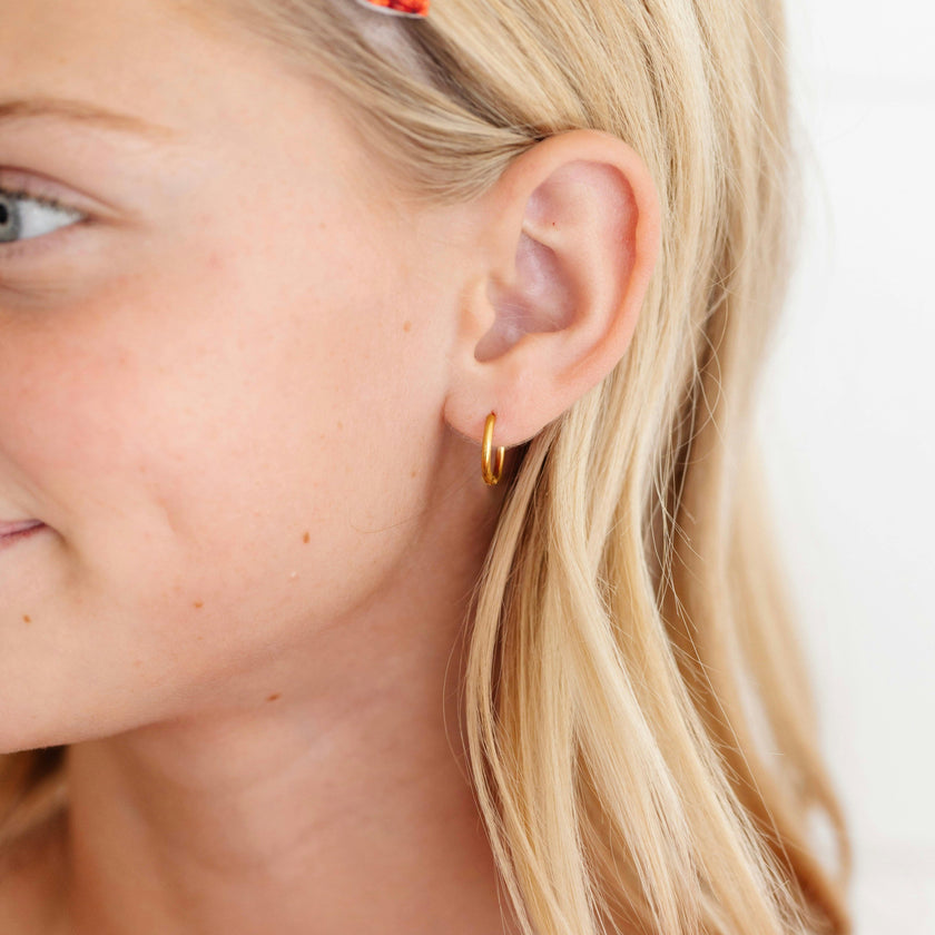 Thin Gold Hoop 8mm Earrings
