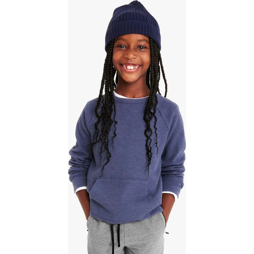 Kids heathered waffle pocket tee