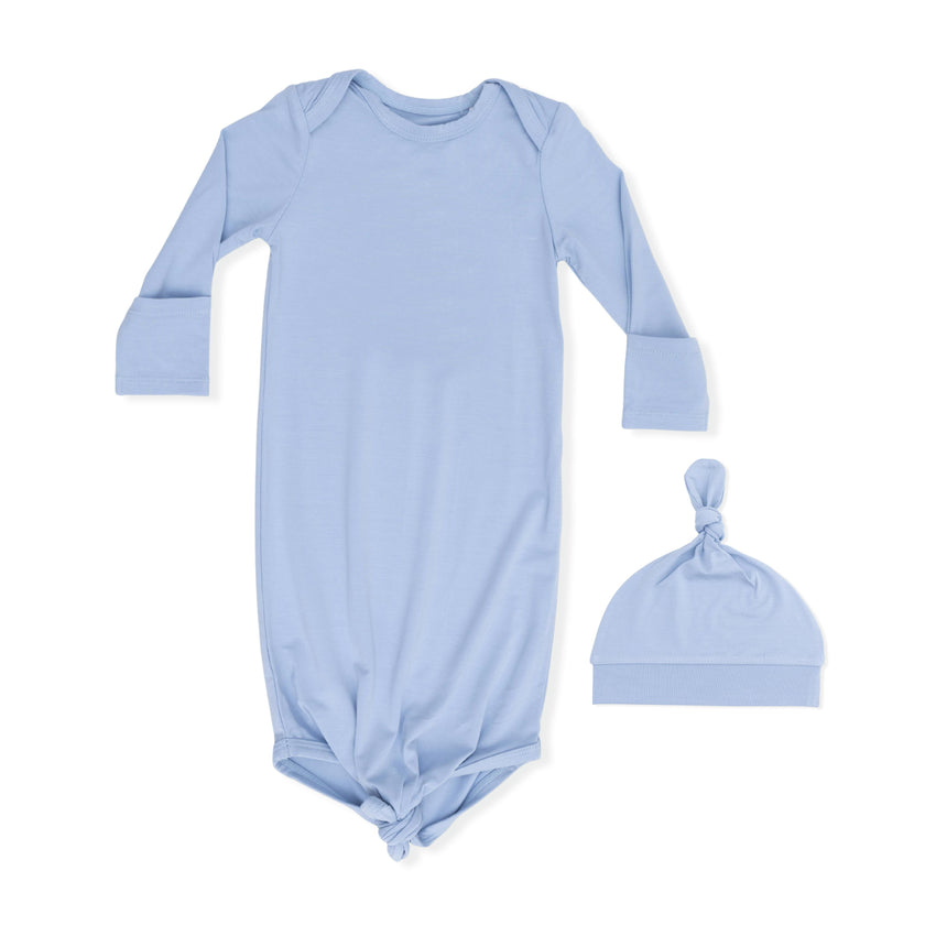 Solid Blue Fog - Knotted Gown and Hat