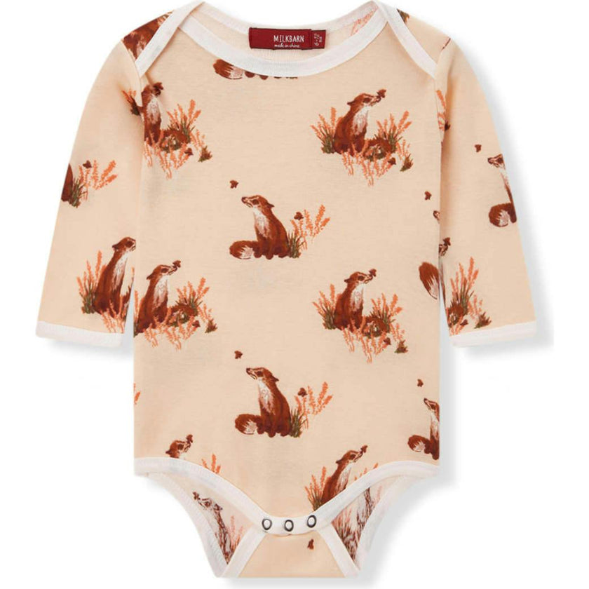 Floral Organic Cotton Long Sleeve One Piece