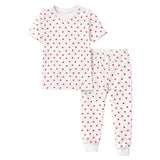 and Toddlers Girls Hearts Shorts Sleeve Snug Fitted Soft Pajamas Set