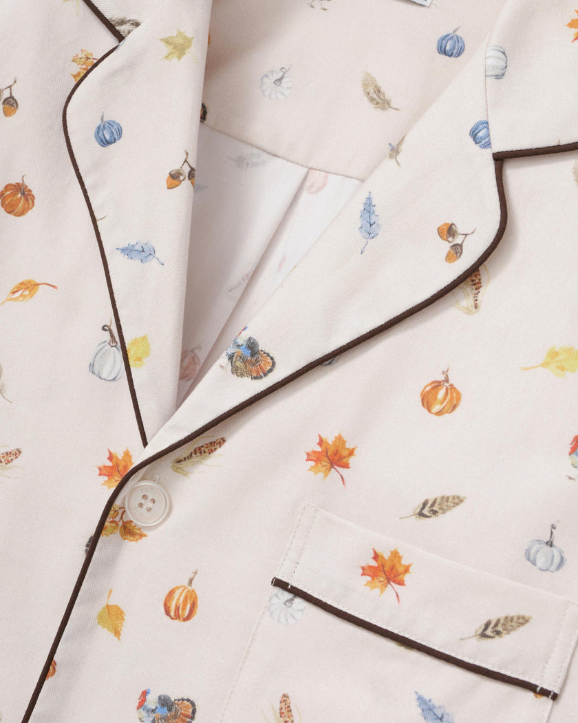 Men's Twill Pajama Set in Thanksgiving Traditions