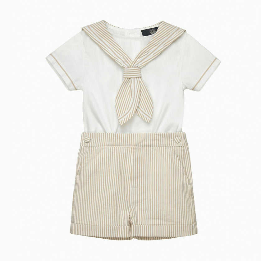 Edward Sailor Set in Oatmeal Stripe