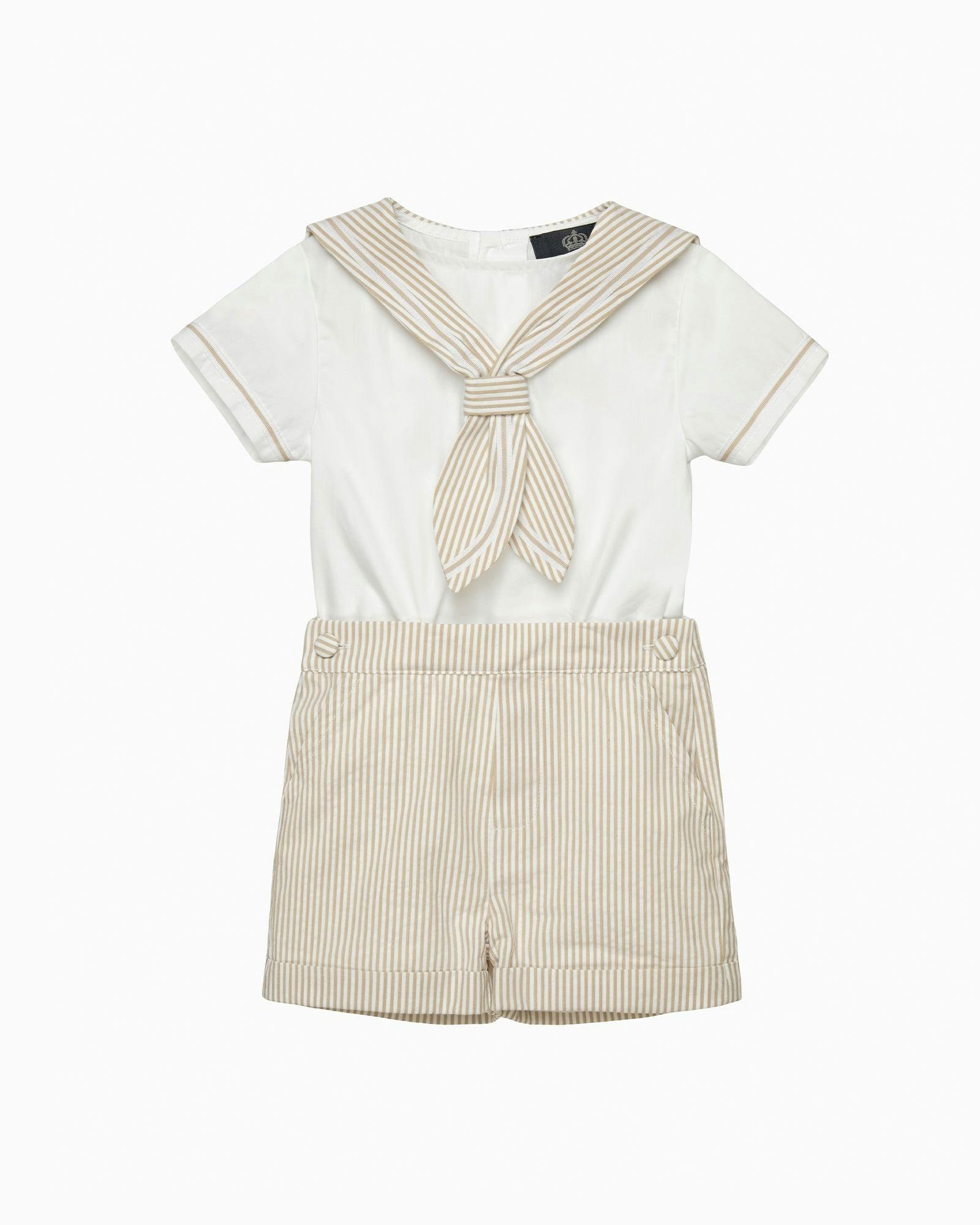 Edward Sailor Set in Oatmeal Stripe