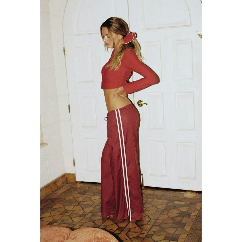 Sporty Drawstring Wide-Leg Pant