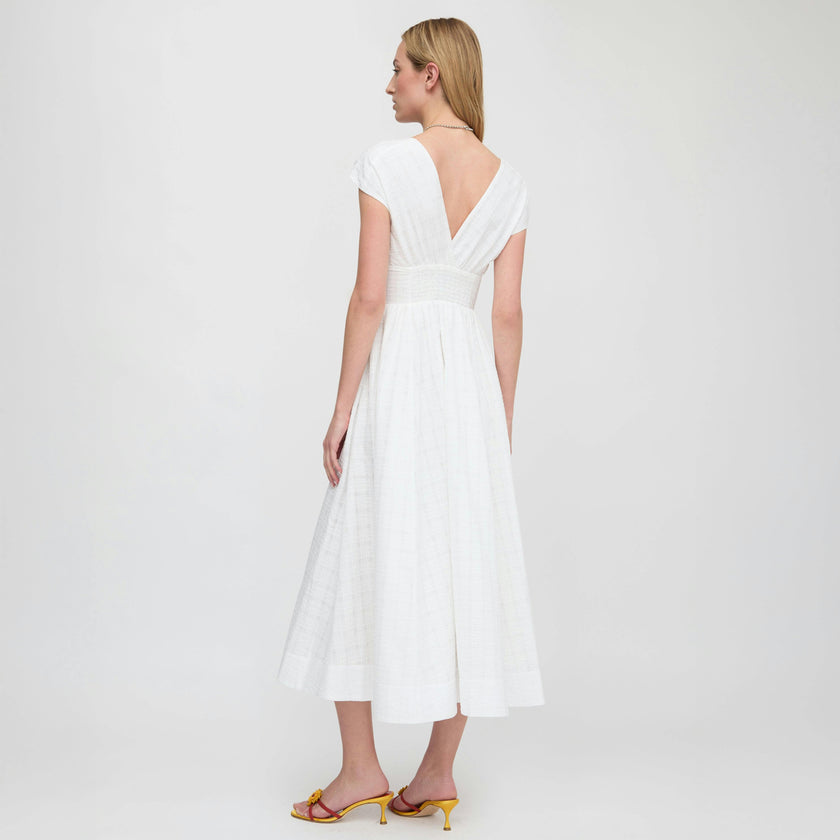 The Lucille Dress - White Crinkle Check