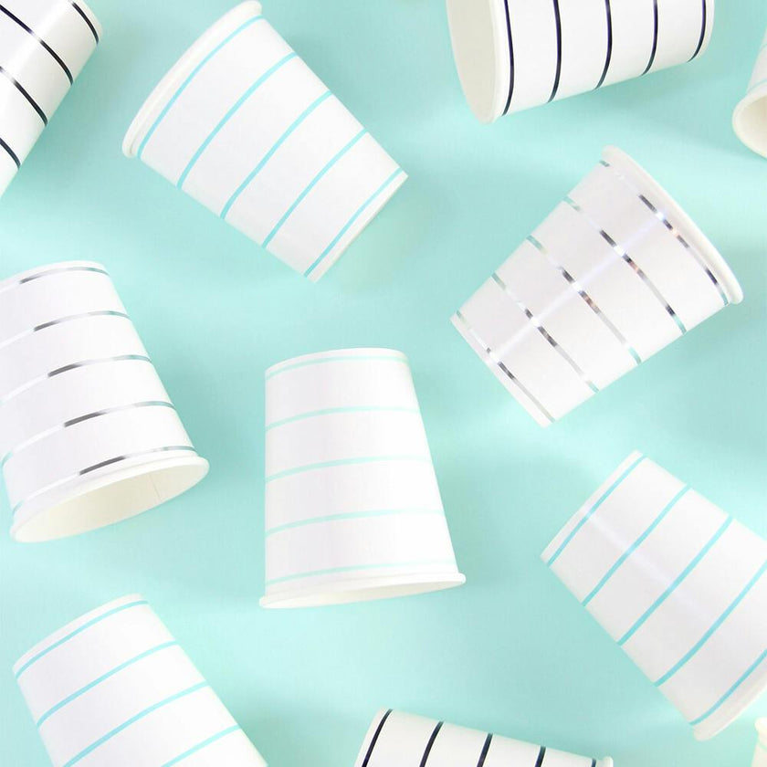 Mint Frenchie Striped 9 oz Cups