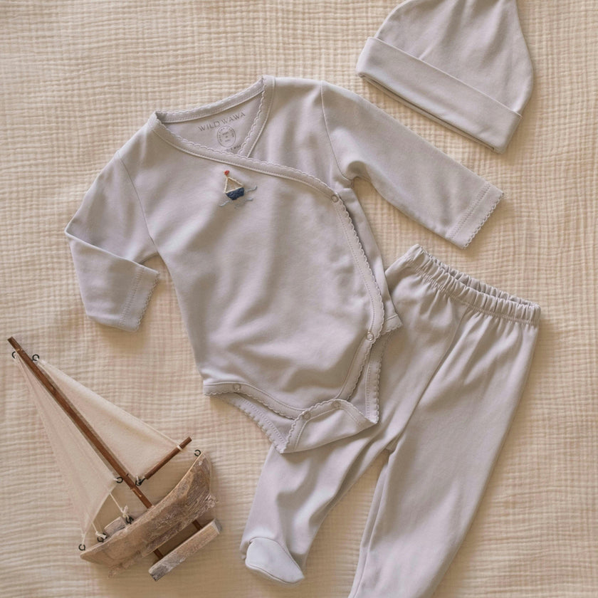Pima Embroidered Bundle Set in Blue Boat