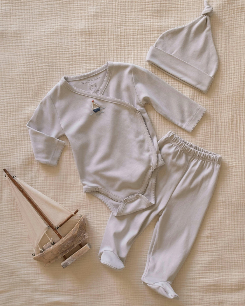 Pima Embroidered Bundle Set in Blue Boat