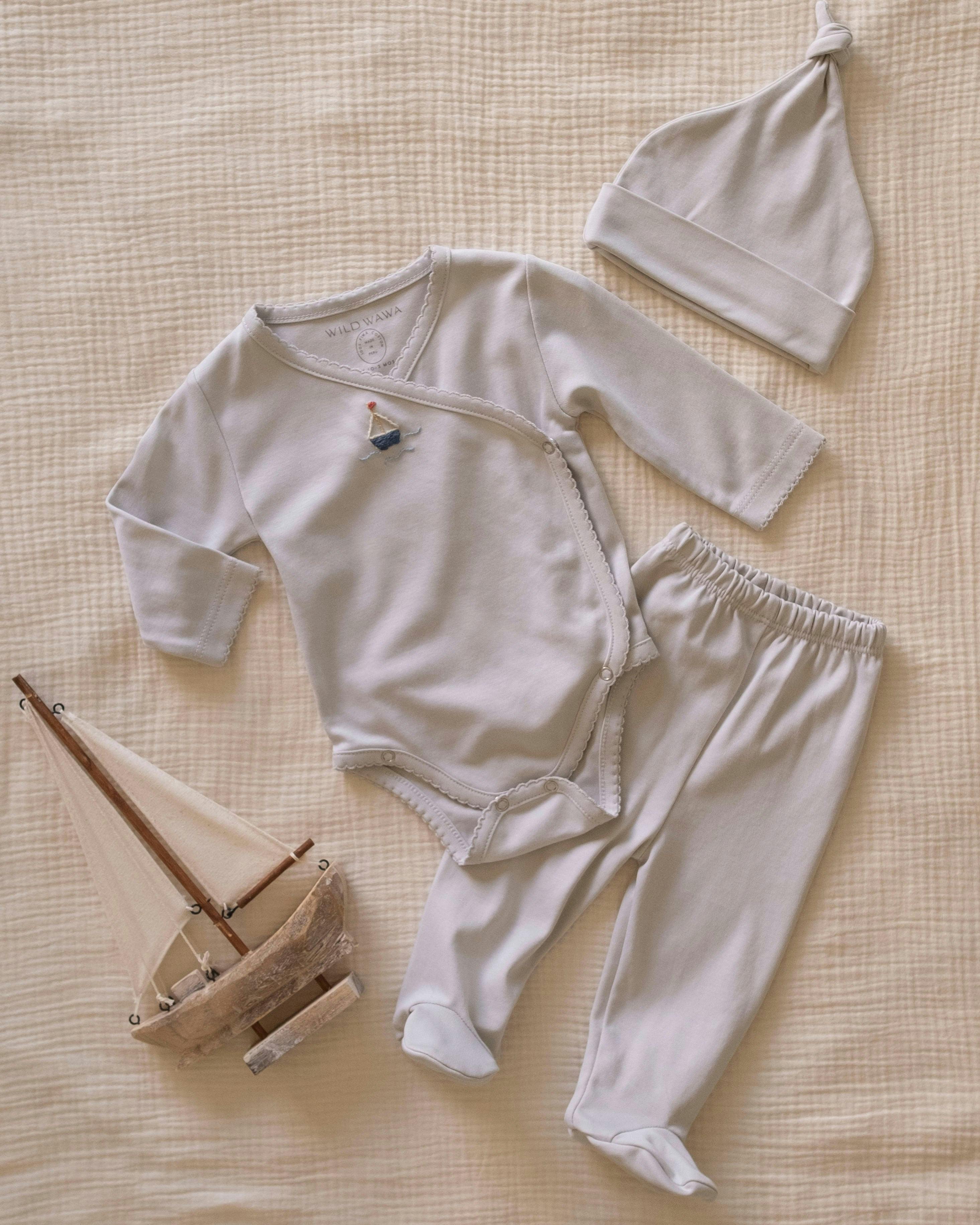 Pima Embroidered Bundle Set in Blue Boat