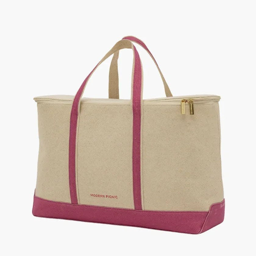 Insulated Soft-Shell Cooler Tote, Pink Canvas