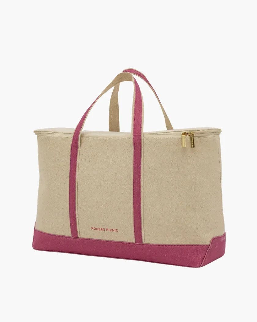 Insulated Soft-Shell Cooler Tote, Pink Canvas