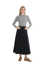 Stripped Micro Mock Neck Tee