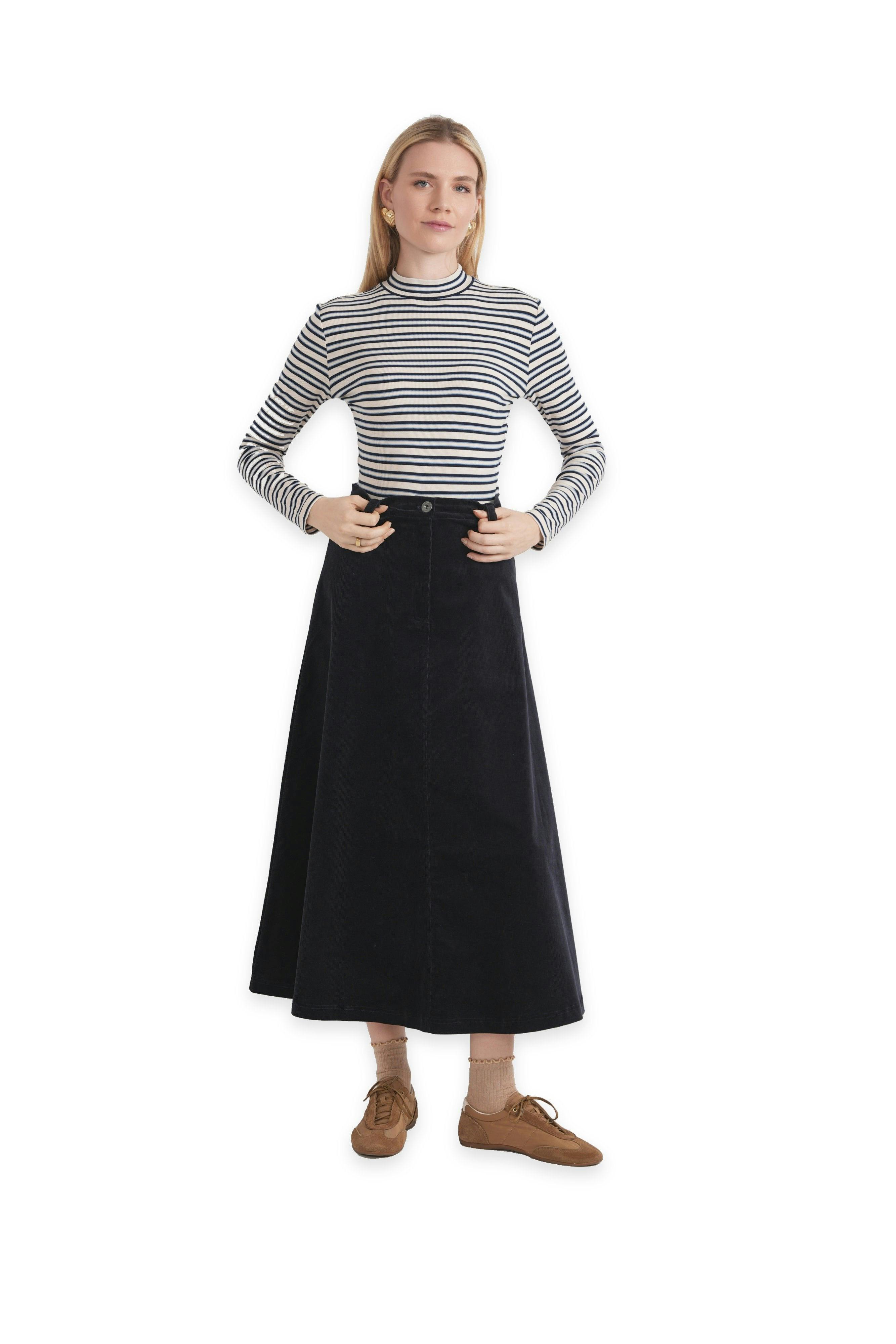 Stripped Micro Mock Neck Tee